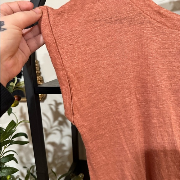 Mod Ref Asymmetrical Pink Tunic Dress with Tie Front 100% linen - Picture 2 of 7